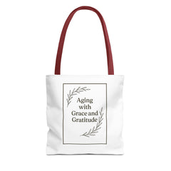 Elegant Gratitude Tote Bag | Aging with Grace, Reusable Shopping Bag, Gift for Moms, Positive Affirmation Bag, Everyday Use