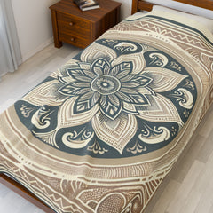 Cozy Mandala Velveteen Plush Blanket | Soft Throw Blanket, Home Decor, Gift for New Parents, Meditation, Boho Decor