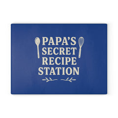Papas secret recipe station - Glass Cutting Board, Kitchen Decor, Father's Day Gift, Cooking Gift, Home Chef Gift, Unique Recipe Station