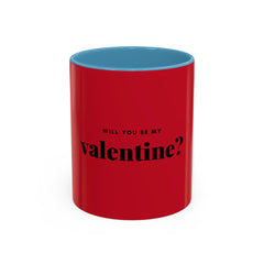 Valentine "Will You Be My Valentine?" Accent Coffee Mug — Red & Black Romantic Gift (11/15oz)