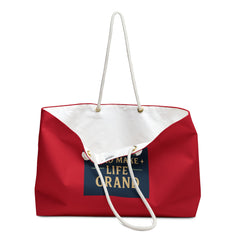 Grandparents Visiting Weekender Bag, Perfect Travel Tote for Friends, Family Visits, Getaways, Beach Days, Red Canvas Carryall