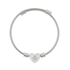 Engravable Heart Cuff Bracelet – Silver Wire Bangle for Gifts & Anniversaries