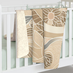 Elegant Floral Sherpa Fleece Blanket, Cozy Gift for Home, Soft Throw for Relaxation, Decorative Accent, Ideal for Senior GIft