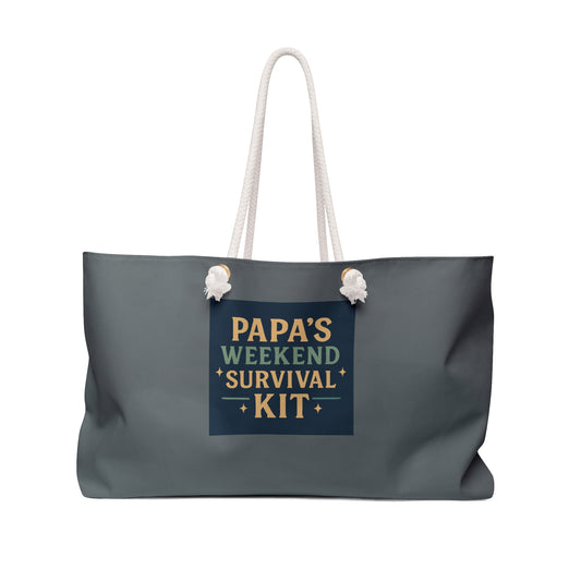 Papa's Weekend Survival Kit Bag | Stylish Travel Tote, Perfect for Getaways, Gifts for Dads, Beach or Gym Bag, Versatile Carryall