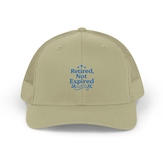 Retired Not Expired Snapback Trucker Cap | Perfect Gift for Retirees, Casual Wear, Outdoor Adventures, Father's Day, Birthday