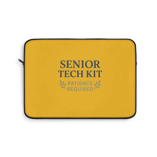 Senior Tech Kit Laptop Sleeve - Fun Gift for Seniors, Patience Required, Tech Support, Unique Tech Accessory, Ideal for Birthdays, Holidays
