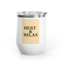 Wine Tumbler | "REST & RELAX" Insulated Cup, Perfect for Gifts, Relaxation, Parties, & Outdoor Fun