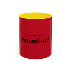 Valentine "Will You Be My Valentine?" Accent Coffee Mug — Red & Black Romantic Gift (11/15oz)