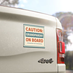 Caution: Grandparent On Board Car Magnet, Funny Grandparent Gift, Family Car Decor, Holiday Travel Accessory, Cute Vehicle Sign