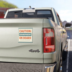 Caution: Grandparent On Board Car Magnet, Funny Grandparent Gift, Family Car Decor, Holiday Travel Accessory, Cute Vehicle Sign