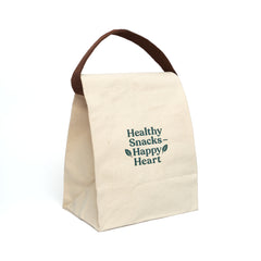 Eco-Friendly Canvas Lunch Bag - Healthy Snacks, Happy Heart | Reusable Tote, Gift for Health Lovers, Picnic Bag