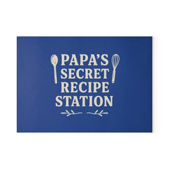Papas secret recipe station - Glass Cutting Board, Kitchen Decor, Father's Day Gift, Cooking Gift, Home Chef Gift, Unique Recipe Station