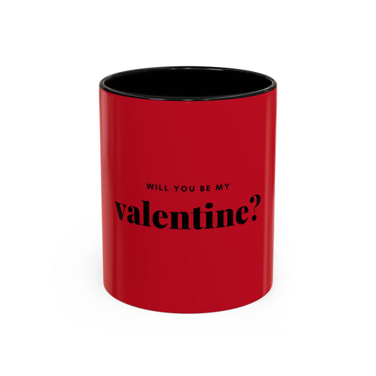 Valentine "Will You Be My Valentine?" Accent Coffee Mug — Red & Black Romantic Gift (11/15oz)