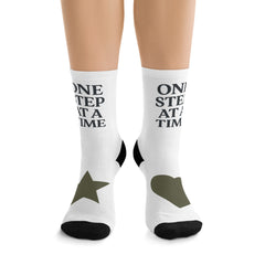 Motivational Socks - One Step at a Time - Recycled Poly Socks for Comfort and Inspiration, Perfect for Daily Wear, Gifts, Wellness, and Eco-Friendly Living