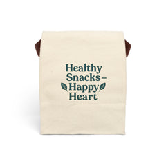 Eco-Friendly Canvas Lunch Bag - Healthy Snacks, Happy Heart | Reusable Tote, Gift for Health Lovers, Picnic Bag