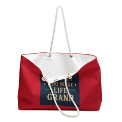 Grandparents Visiting Weekender Bag, Perfect Travel Tote for Friends, Family Visits, Getaways, Beach Days, Red Canvas Carryall