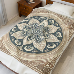 Cozy Mandala Velveteen Plush Blanket | Soft Throw Blanket, Home Decor, Gift for New Parents, Meditation, Boho Decor