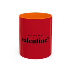 Valentine "Will You Be My Valentine?" Accent Coffee Mug — Red & Black Romantic Gift (11/15oz)