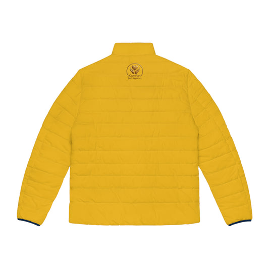 Men's Yellow Puffer Jacket - 'Remember when Gas was Cheap and Knees worked'