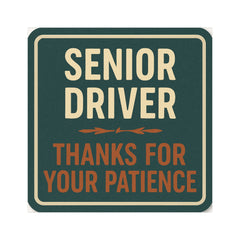 Senior Driver Car Magnet - Driving Safety Reminder, Gift for Older Drivers, Car Accessories