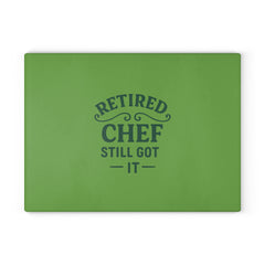 Retired Chef Glass Cutting Board | Unique Kitchen Gift, Culinary Decor, Chef Appreciation, Housewarming Present, Cooking Essential