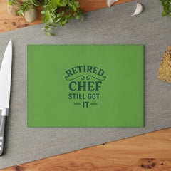 Retired Chef Glass Cutting Board | Unique Kitchen Gift, Culinary Decor, Chef Appreciation, Housewarming Present, Cooking Essential