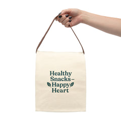Eco-Friendly Canvas Lunch Bag - Healthy Snacks, Happy Heart | Reusable Tote, Gift for Health Lovers, Picnic Bag