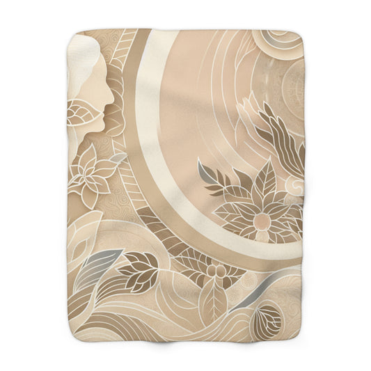 Elegant Floral Sherpa Fleece Blanket, Cozy Gift for Home, Soft Throw for Relaxation, Decorative Accent, Ideal for Senior GIft