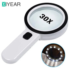 Handheld 30X LED Magnifier – Reading Glass for Seniors, Crafts & Watch Repair