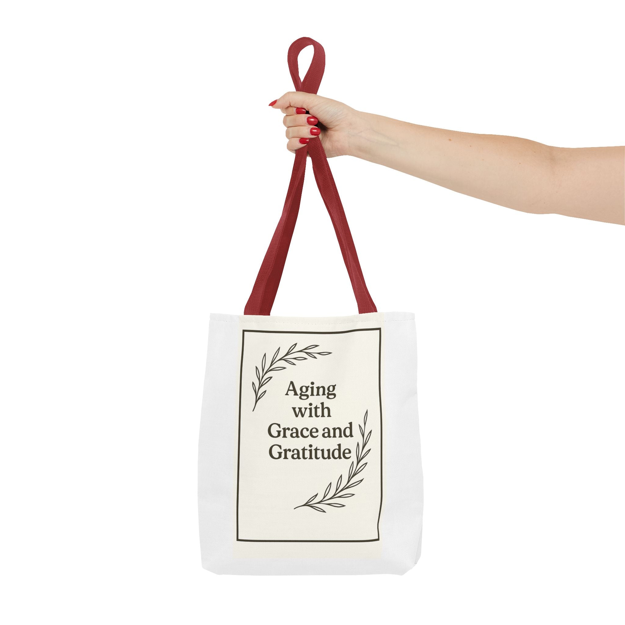 Elegant Gratitude Tote Bag | Aging with Grace, Reusable Shopping Bag, Gift for Moms, Positive Affirmation Bag, Everyday Use