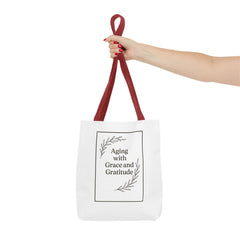 Elegant Gratitude Tote Bag | Aging with Grace, Reusable Shopping Bag, Gift for Moms, Positive Affirmation Bag, Everyday Use