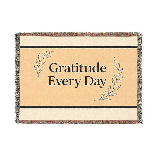Gratitude Woven Blanket, Cozy Throws, Home Decor, Gift for Her, Inspirational Decor, Cozy Living, Everyday Comfort