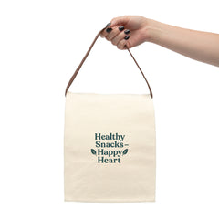 Eco-Friendly Canvas Lunch Bag - Healthy Snacks, Happy Heart | Reusable Tote, Gift for Health Lovers, Picnic Bag
