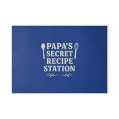 Papas secret recipe station - Glass Cutting Board, Kitchen Decor, Father's Day Gift, Cooking Gift, Home Chef Gift, Unique Recipe Station