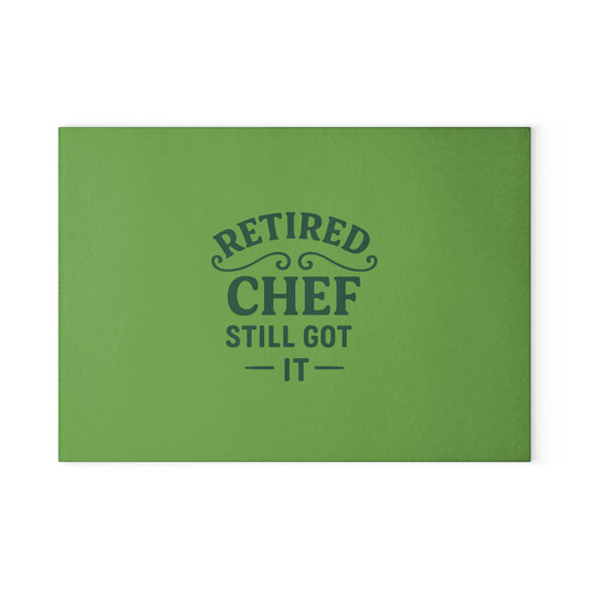 Retired Chef Glass Cutting Board | Unique Kitchen Gift, Culinary Decor, Chef Appreciation, Housewarming Present, Cooking Essential