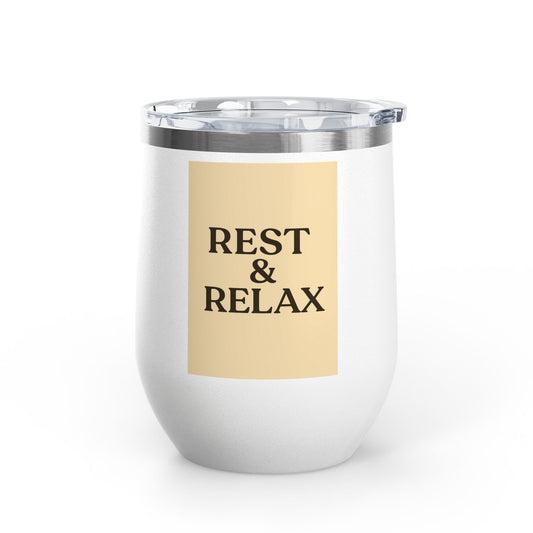 Wine Tumbler | "REST & RELAX" Insulated Cup, Perfect for Gifts, Relaxation, Parties, & Outdoor Fun