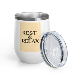 Wine Tumbler | "REST & RELAX" Insulated Cup, Perfect for Gifts, Relaxation, Parties, & Outdoor Fun