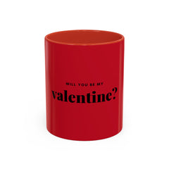 Valentine "Will You Be My Valentine?" Accent Coffee Mug — Red & Black Romantic Gift (11/15oz)