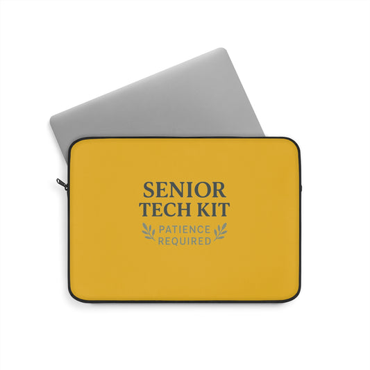 Senior Tech Kit Laptop Sleeve - Fun Gift for Seniors, Patience Required, Tech Support, Unique Tech Accessory, Ideal for Birthdays, Holidays