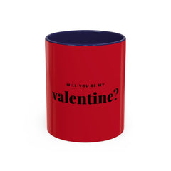 Valentine "Will You Be My Valentine?" Accent Coffee Mug — Red & Black Romantic Gift (11/15oz)