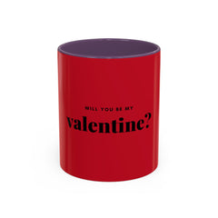 Valentine "Will You Be My Valentine?" Accent Coffee Mug — Red & Black Romantic Gift (11/15oz)