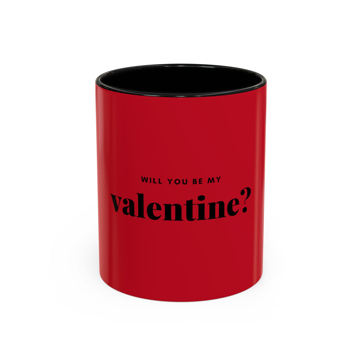 Valentine "Will You Be My Valentine?" Accent Coffee Mug — Red & Black Romantic Gift (11/15oz)