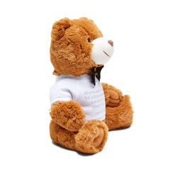 Plush Teddy Bear with Bowtie & Printed Tee — Cute Gift for Valentine’s Day