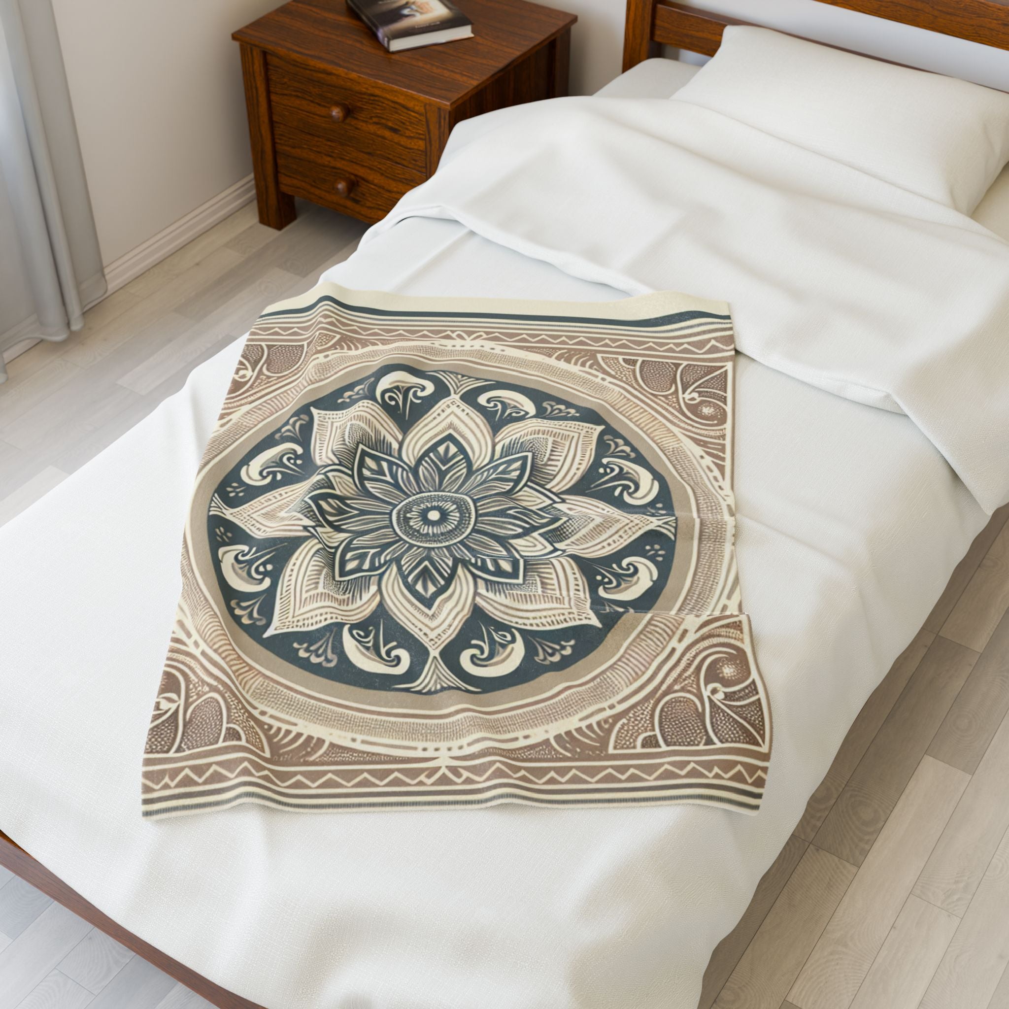 Cozy Mandala Velveteen Plush Blanket | Soft Throw Blanket, Home Decor, Gift for New Parents, Meditation, Boho Decor
