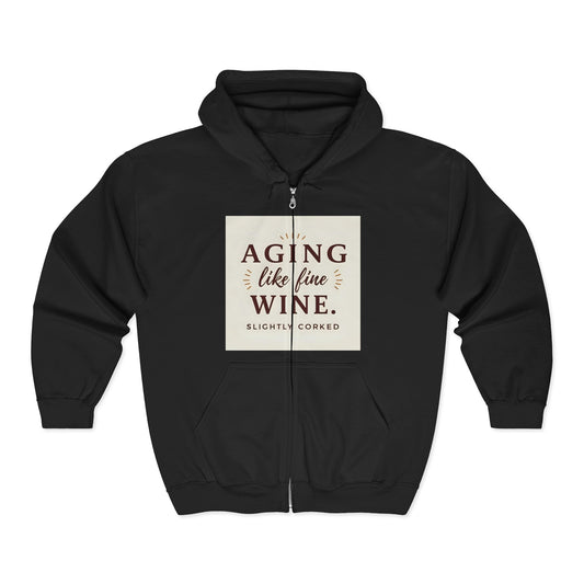 Aging Like Fine Wine Hoodie - Unisex Hooded Sweatshirt for Seniors