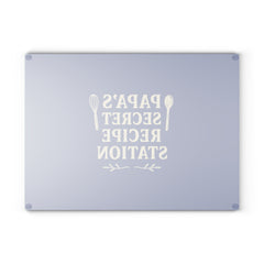 Papas secret recipe station - Glass Cutting Board, Kitchen Decor, Father's Day Gift, Cooking Gift, Home Chef Gift, Unique Recipe Station