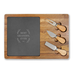Engraved Charcuterie Board - Best Grandpa Ever Gift, Personalized Cutting Board, Grandfather Present, Custom Serving Platter, Family