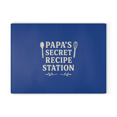 Papas secret recipe station - Glass Cutting Board, Kitchen Decor, Father's Day Gift, Cooking Gift, Home Chef Gift, Unique Recipe Station