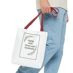 Elegant Gratitude Tote Bag | Aging with Grace, Reusable Shopping Bag, Gift for Moms, Positive Affirmation Bag, Everyday Use