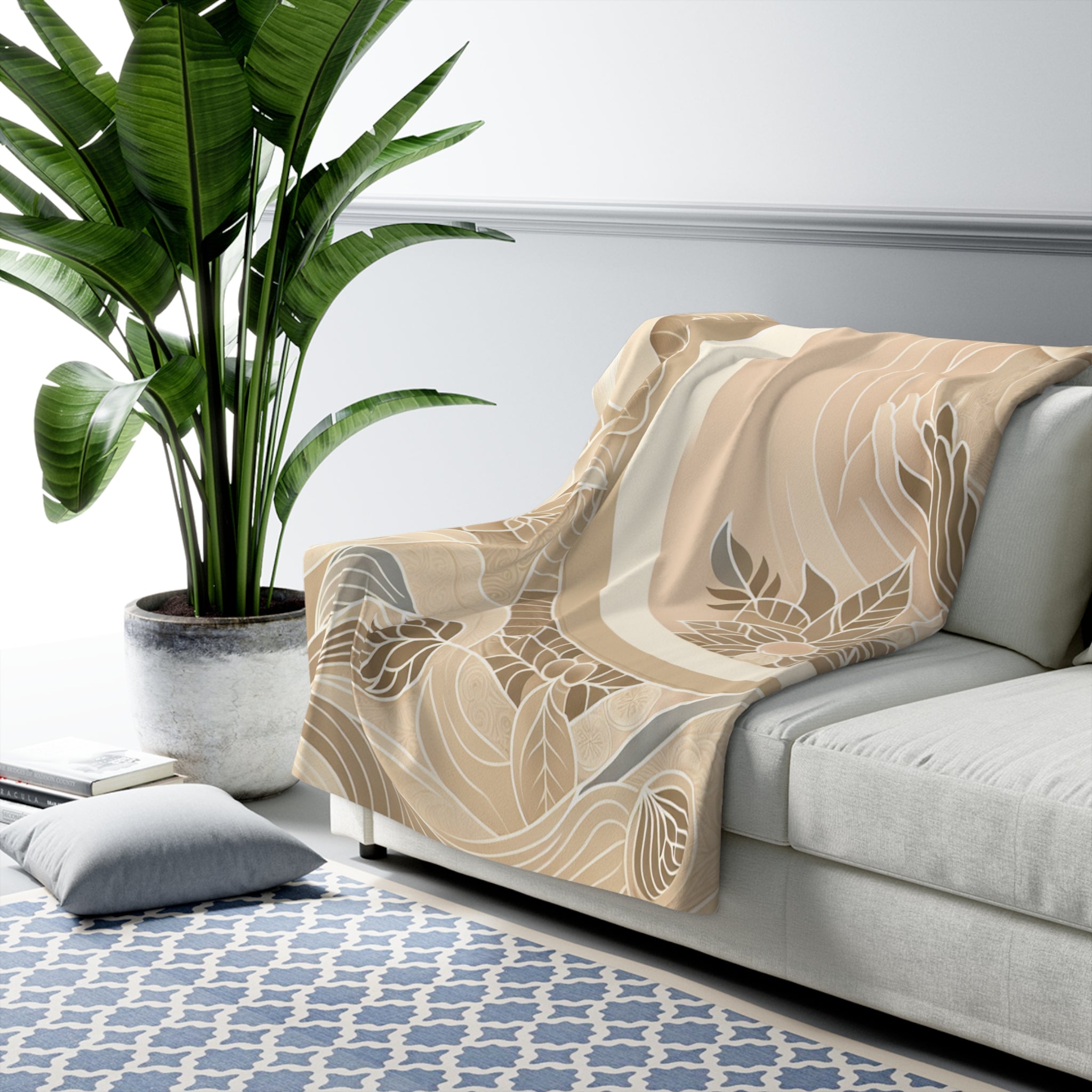Elegant Floral Sherpa Fleece Blanket, Cozy Gift for Home, Soft Throw for Relaxation, Decorative Accent, Ideal for Senior GIft